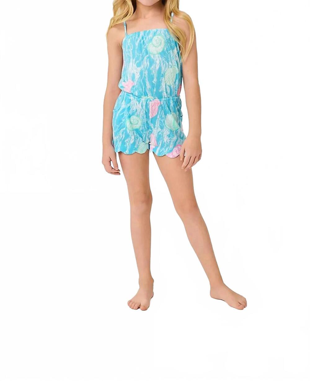 NEW LILLY PULITZER girl's mini jace romper in capri blue shelden